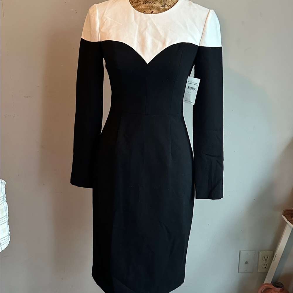 Elegant Black and White Long Sleeve Dress